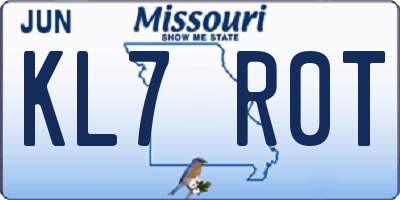 MO license plate KL7R0T