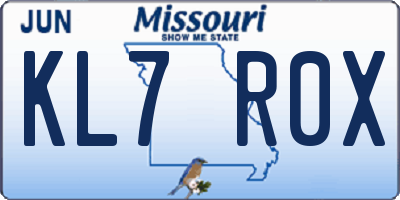 MO license plate KL7R0X