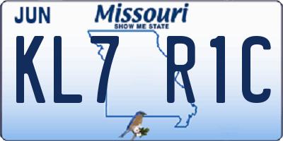 MO license plate KL7R1C