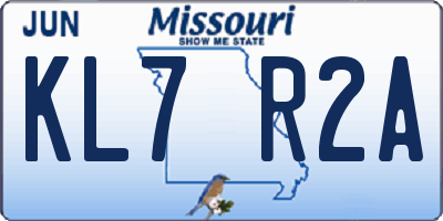 MO license plate KL7R2A