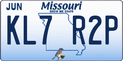 MO license plate KL7R2P