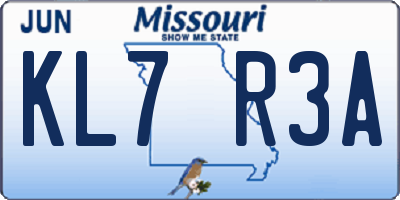 MO license plate KL7R3A