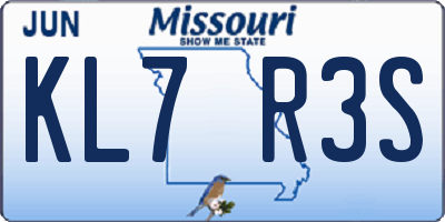 MO license plate KL7R3S