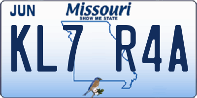 MO license plate KL7R4A