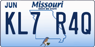 MO license plate KL7R4Q