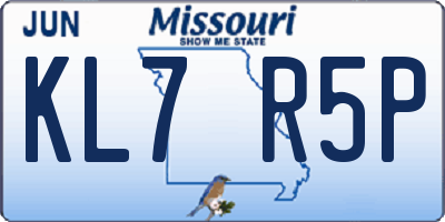 MO license plate KL7R5P