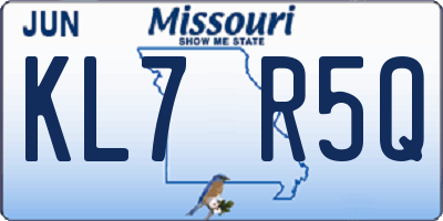 MO license plate KL7R5Q