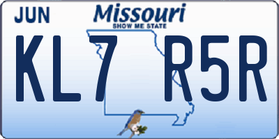 MO license plate KL7R5R