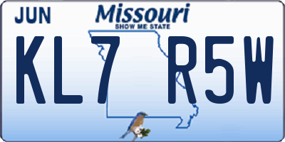 MO license plate KL7R5W