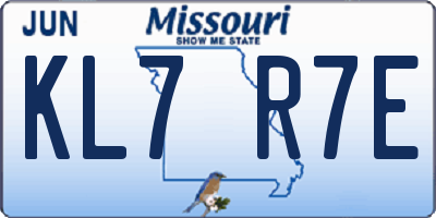 MO license plate KL7R7E