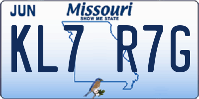 MO license plate KL7R7G
