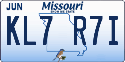 MO license plate KL7R7I