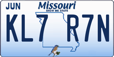 MO license plate KL7R7N