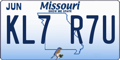 MO license plate KL7R7U