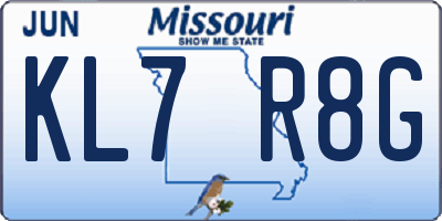 MO license plate KL7R8G