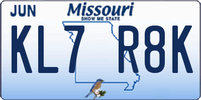 MO license plate KL7R8K