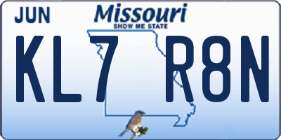 MO license plate KL7R8N