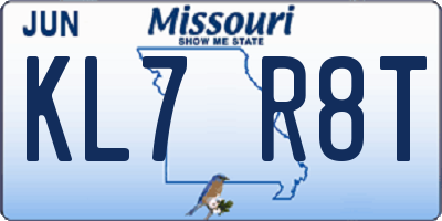 MO license plate KL7R8T