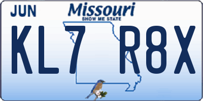 MO license plate KL7R8X
