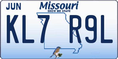 MO license plate KL7R9L