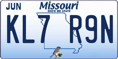 MO license plate KL7R9N