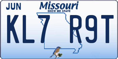 MO license plate KL7R9T