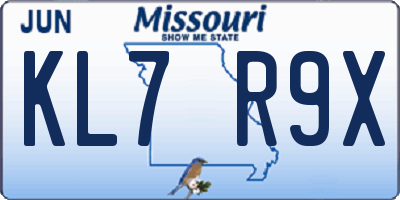 MO license plate KL7R9X