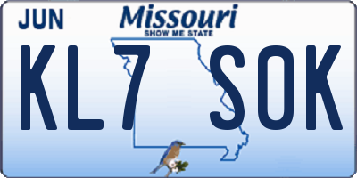 MO license plate KL7S0K