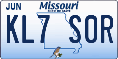 MO license plate KL7S0R