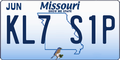 MO license plate KL7S1P