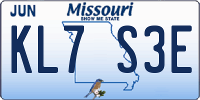 MO license plate KL7S3E
