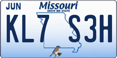 MO license plate KL7S3H