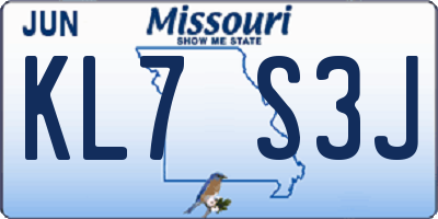 MO license plate KL7S3J