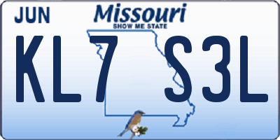 MO license plate KL7S3L