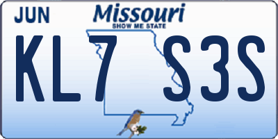 MO license plate KL7S3S