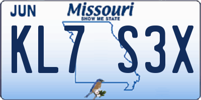 MO license plate KL7S3X