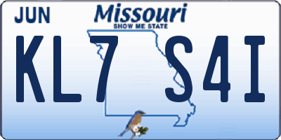 MO license plate KL7S4I