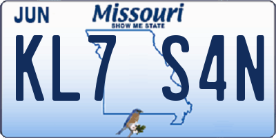MO license plate KL7S4N