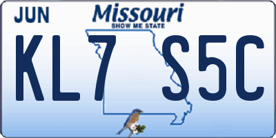 MO license plate KL7S5C