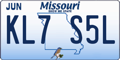 MO license plate KL7S5L