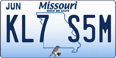 MO license plate KL7S5M