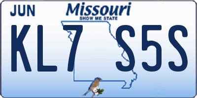 MO license plate KL7S5S