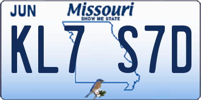 MO license plate KL7S7D