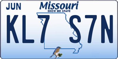MO license plate KL7S7N