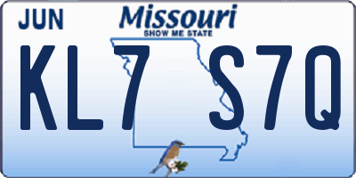 MO license plate KL7S7Q