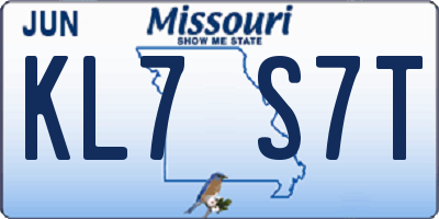 MO license plate KL7S7T
