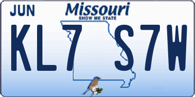 MO license plate KL7S7W
