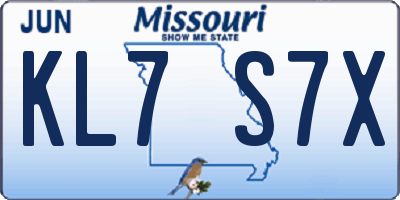 MO license plate KL7S7X