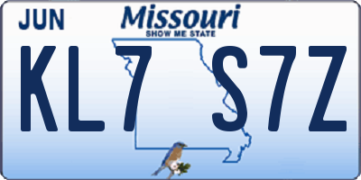 MO license plate KL7S7Z