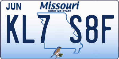 MO license plate KL7S8F